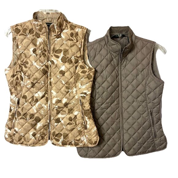 Eddie Bauer Women's XS Goose Down Quilted Vest Jacket Full Zip Set of Two - Picture 3 of 16